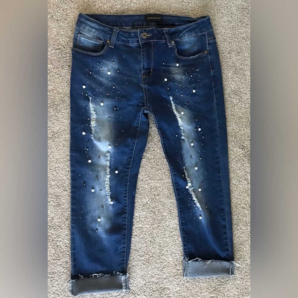 Pearl Rip Torn Blue Jeans
